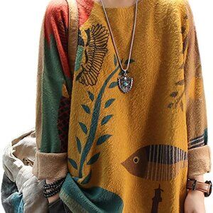 Women Christmas Sweater Graphic Printed Oversized Pullover Sweaters Casual Loose